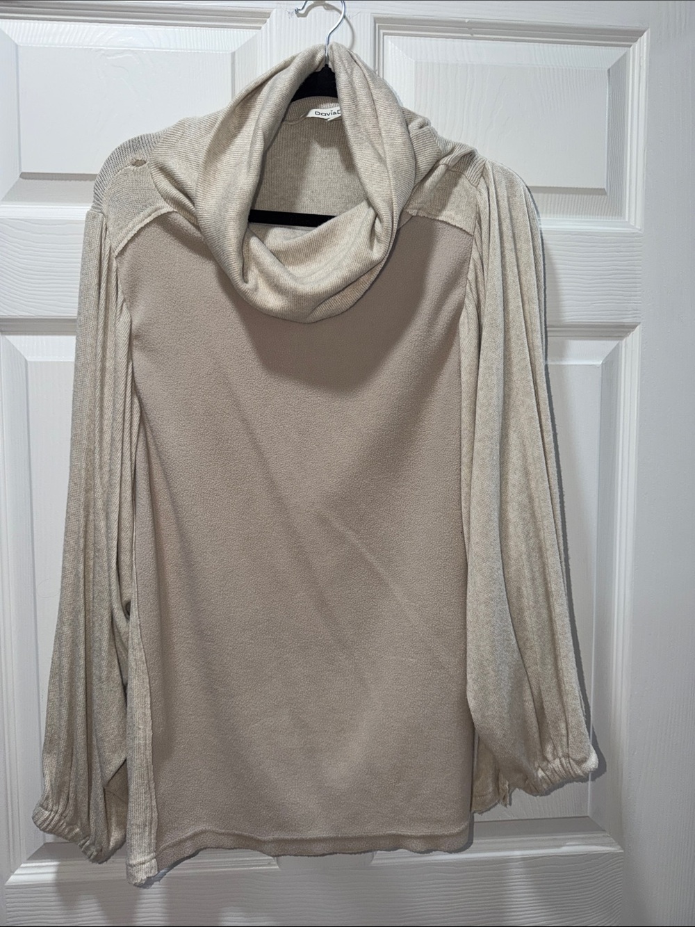 Davi & Dani boutique  Light Beige Cowl Neck Sweater